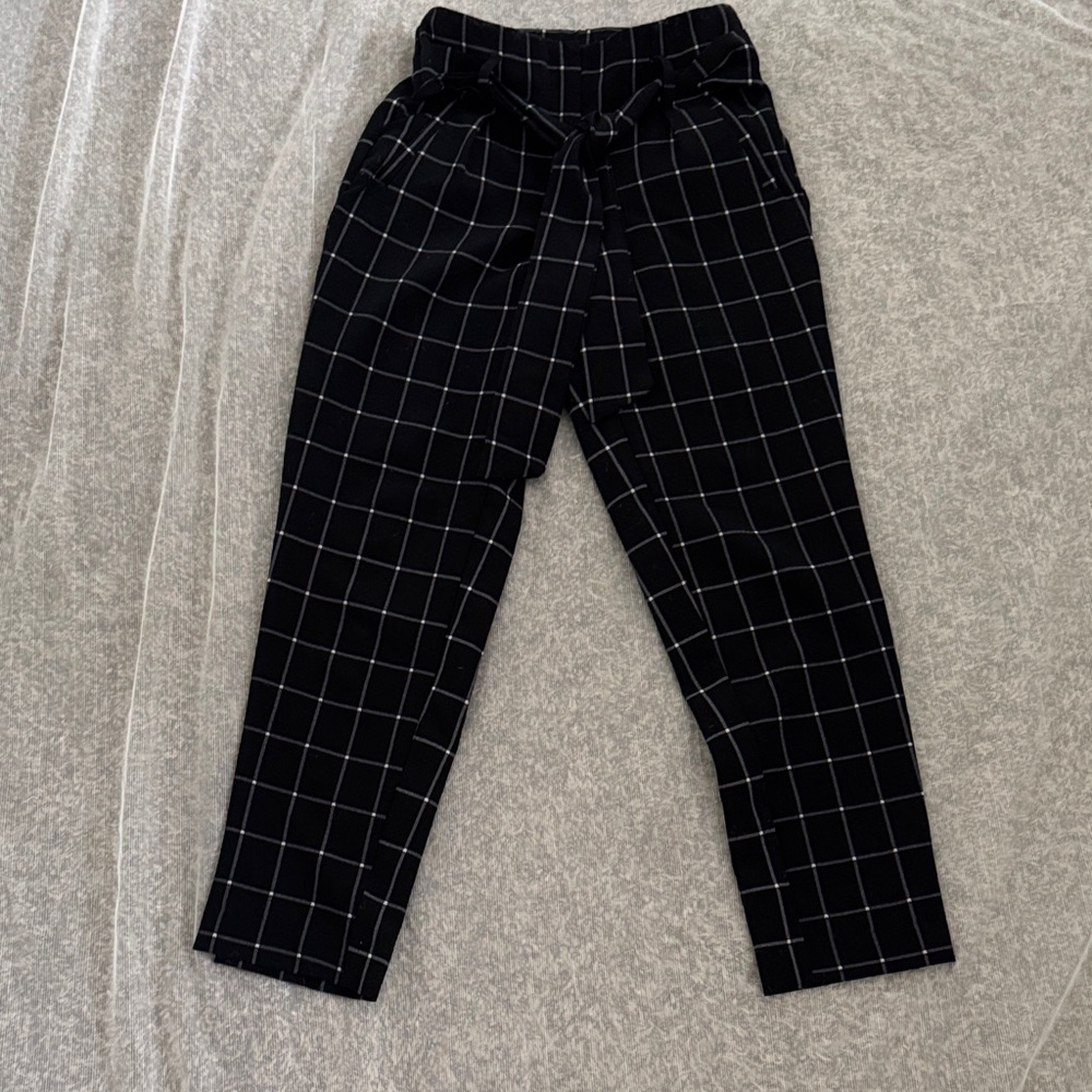 Like an Angel Black Grid Pattern Pants